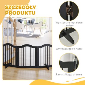 PawHut Bramka ochronna dla psa składana 3-częściowa stabilna MDF czarna 1545x295x61 cm | Aosom PL