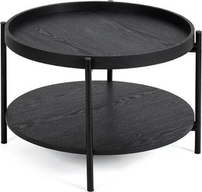 Czarny okrągły stolik w dekorze dębu ø 64 cm Hagen – Bonami Essentials