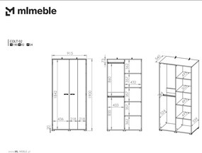 Szafa młodzieżowa COLIN 02 2D dąb złoty craft/czarna ML MEBLE