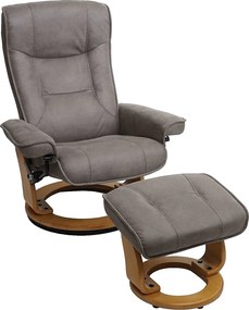 Fotel relaksacyjny Halifax, jasnoszary, naturalny brąz