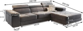Masseno Narożnik ELMA z funkcją spania i pojemnikiem na pościel Narozniki L, Rozkładana sofa - Beżowy, MONOLITH 09 + MONOLITH 29