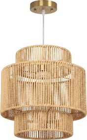 HOMCOM Lampa wisząca, 3-stopniowy abażur, metal, sznurek konopny, jasnobrązowy | Aosom PL