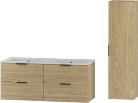Zestaw do Łazienki 120cm Szafka z Umywalką Słupek Słupek Dąb Olejowany Pile