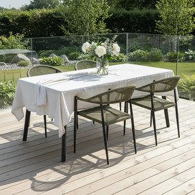 Krzesło Ogrodowe Grafitowe 56x60x78 cm Plecione Zielone Sznurki Nowoczesne