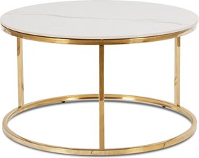 Stolik Kawowy VENICE 80 cm Biały Marmur/Złoty Nowoczesny Glamour