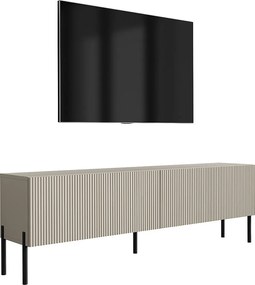 Szafka pod telewizor 170, fronty ryflowane, Kaszmir, nóżki proste czarne, 170 × 32 × 52 cm