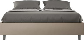 Łóżko wyposażone w stelaż z listwami tapicerowane 160x190 sztucznej skóry Szaro-beżowy Azelia