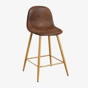 Zestaw 4 Wysokich Krzeseł Glamm Ze Sztucznej Skóry Drewno Naturalne & Café Vintage & ↑65 Cm - Sklum