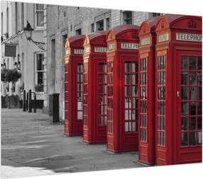 Obraz na szkle - Budki telefoniczne w Londynie (70x50 cm)