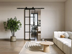 Drzwi przesuwne naścienne - aluminium i szkło hartowane - wys. 205 x szer. 83 cm - WILDEN II