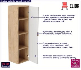 Słupek łazienkowy wiszący z półkami biały + orzech S1-E16