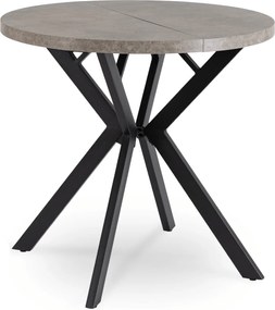 Stół Okrągły Rozkładany DORIAN 80-160 cm Beton/Czarny Nowoczesny Loft