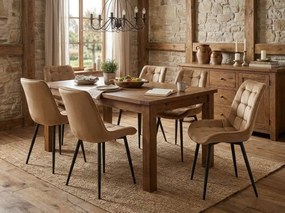 Brązowe krzesło do kuchni BERA aksamitne z czarnymi nogami