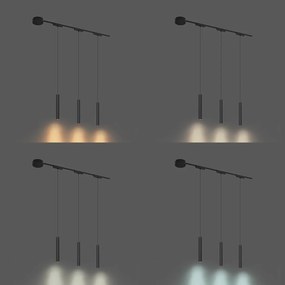 Nowoczesny system oświetlenia szynowego z 3 czarnymi lampami wiszącymi 1-fazowymi - Magnetic Cassie