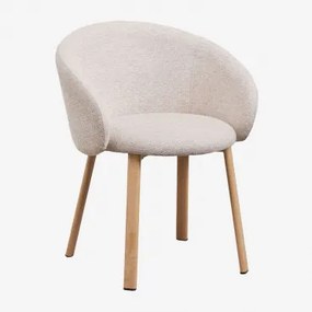 Zestaw 2 Tapicerowanych Krzeseł Jadalnianych Nairea Natural Wood & Tkanina Bouclé W Kolorze Kremowo-beżowym - Sklum