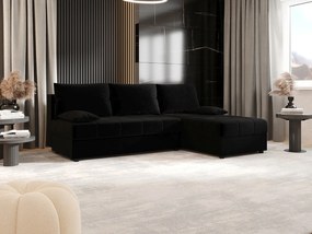 BEDANTE narożnik MOS L Itaka 15 prawa czarny z funkcją spania sofa w kształcie litery L z pojemnikiem na pościel