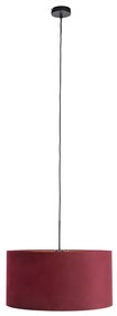 Lampa wisząca z czerwonym aksamitnym kloszem ze złotem 50 cm - CombiWiejski/ Rustykalny / Vintage Oswietlenie wewnetrzne