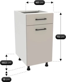 Zestaw Mebli Kuchennych MODERN 200 cm Kaszmir Ryflowany Nowoczesny