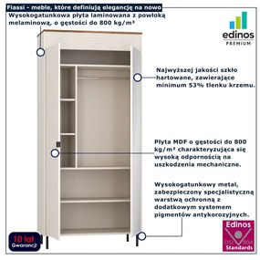 Szafa dwudrzwiowa z lustrem kaszmir + dąb castello C2-H14