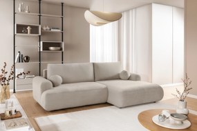 Narożnik Lotulis Mini z funkcją spania prawostronny - kremowa dzianina hydrofobowa Blur 01