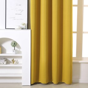 Żółta zasłona OXFORD 140x250 cm Zawieszanie: Taśma z wiązaniami