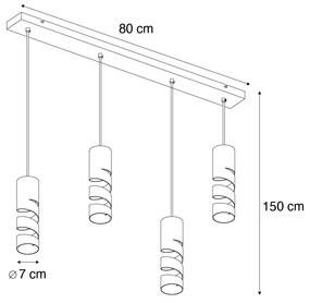 Moderne hanglamp zwart met taupe en beige 4-lichts - Stream Nowoczesny Oswietlenie wewnetrzne