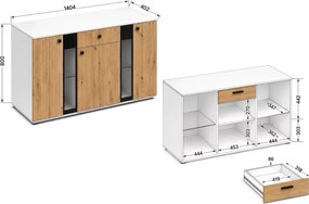 Komoda Salor w kolorze Dąb Artisan + Biały do salonu