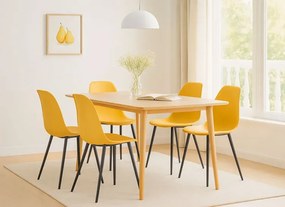 Musztardowe krzesło plastikowe do stołu kuchennego N2-F73