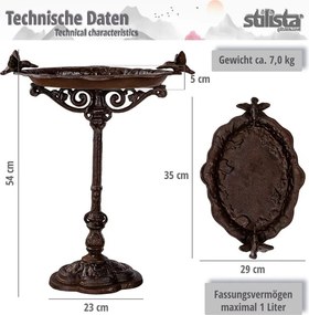 STILISTA Poidło żeliwne dla ptaków 45 x 29 cm, antyczny brąz