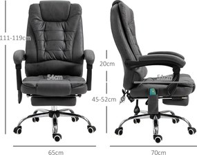 Vinsetto Fotel biurowy ergonomiczny z funkcją masażu masażer szary 65x160x104 cm | Aosom PL