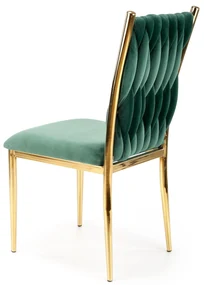 K436 krzesło ciemny zielony/złoty, glamour, warkocz, plecione, velvet