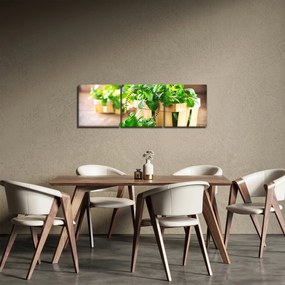 Obraz świeżej mięty (z zegarem) (90x30 cm)