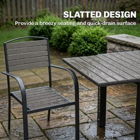 Outsunny Zestaw Mebli Ogrodowych 7-częściowy Z Rozkładanym Stołem i 6 Krzesłami, Design Lameli Drewna, Rama Aluminiowa | Aosom PL