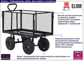 Czarny wózek ogrodowy na pneumatycznych kołach B1-D31