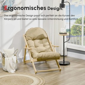 HOMCOM Fotel Akcentowy, Fotel Relaksacyjny, Regulowane Oparcie, Rama z Drewna Bukowego, do 120 kg, Brązowy