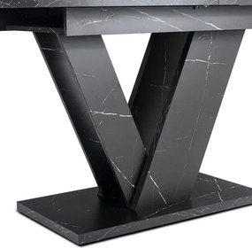 Stół Prostokątny Rozkładany CLARK 120-160 cm Czarny Marmur Glamour