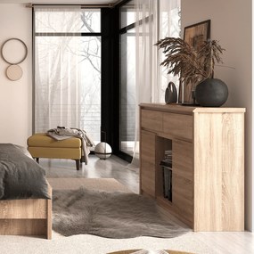 Komoda Dwudrzwiowa z Szufladami Drewniana do Sypialni MAURA 127 cm Dąb sonoma Loft