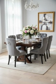 Szare pikowane krzesło z kołatką E2-Z50