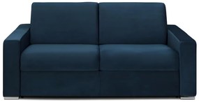 Kanapa 3-osobowa z ekspresowym mechanizmem rozkładania z weluru CALITO - Granatowy - Wymiary miejsca do spania: 140 cm - Materac 22 cm z pamięcią kształtu