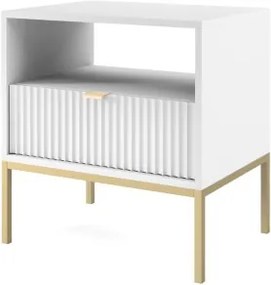 NAYA Stolik nocny S 54 biały | złoty stelaż