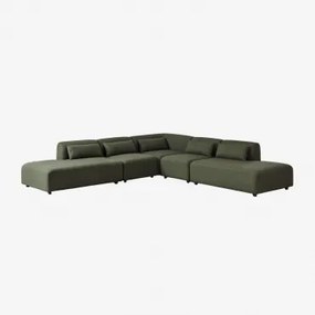 Fogler 5-częściowa Narożna Sofa Modułowa Z Podwójnym Szezlongiem Chenille Salvia Zieleń - Sklum