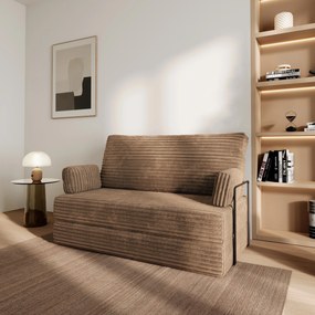 Masseno Sofa piankowa LADIA z funkcją spania, Kanapa z pianki do salonu, Bezmontażowa, Tkanina sztruksowa – Beżowy TILIA 17