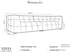 Szara aksamitna sofa Windsor &amp; Co Sofas Vesta, 280 cm