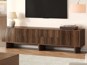 Meble TV 180x40x56 cm - 4 szuflady i 2 drzwi - falujący design - płyta wiórowa - kolor ciemny orzechowy