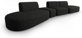 Czarna sofa z tkaniny szenilowej lewostronna 428 cm Paolo – Milo Casa