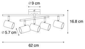 Nowoczesna lampa sufitowa brązowa, 5-punktowa, regulowana, prostokątna - Jeana Nowoczesny Oswietlenie wewnetrzne