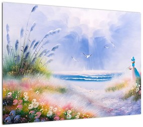 Obraz - Romantyczna plaża, obraz olejny (70x50 cm)