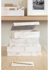 Beżowe kartonowe pojemniki dekoracyjne z pokrywką zestaw 3 szt. 42,5x29,5x13 cm Kian Paper Laminate – Bigso