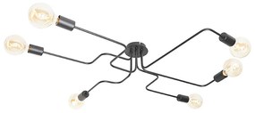 Designerska lampa sufitowa czarna 6-świateł - FacileDesignerski Oswietlenie wewnetrzne