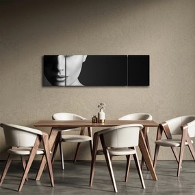 Obraz - Czarno - biały portret kobiety w kapeluszu (170x50 cm)